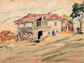 Штейнберг Э. А. «Деревня Шули», 1928 год. Бумага, акварель, 35,5х46 см.