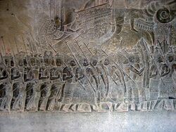 Войско сиамских наёмников на барельефе в Ангкор Вате