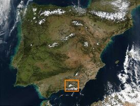 Космический снимок Пиренейского полуострова. НАСА.