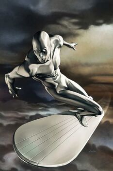 Серебряный Сёрфер на обложке комикса Silver Surfer vol. 5 #5 (январь 2004) Художник — Ади Гранов.