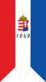 Флаг, использовавшийся в восстании 1848—1849 годов. Герб в центре отличается от венгерского цветом горы (синяя, а не зелёная)