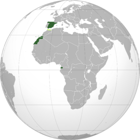 Территории и колонии Испанского государства:   Испания, Испанская Сахара и Испанская Гвинея   Протекторат Марокко   Международная зона Танжер