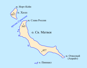 Мыс на карте острова Святого Матвея