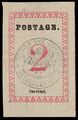 1886, надпись «Postage.», 2 пенса, чёрная печать вице-консульства (Sc #28)