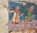 Изображение «каролингского» меча из Штутгартской Псалтыри, ок. 830 года
