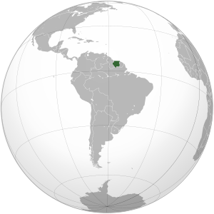 Суринам на карте мира