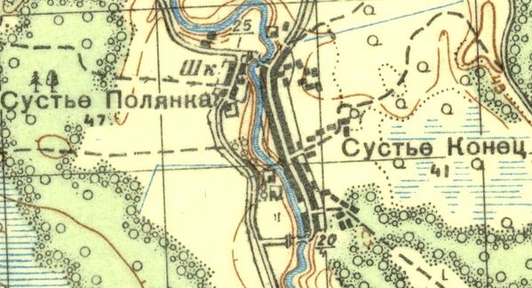 План деревни Сустье-Конец. 1937 год