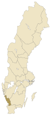 Расположение провинции Халланд в Швеции