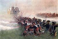 Прусская пешая гвардия в битве при Колине в Семилетнюю войну.