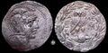 Монета Древней Греции: слева Афина, справа сова, под крылом которой (слева снизу) сидит поющая цикада