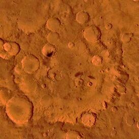 Кратер Тихонравов, снятый с орбиты Марса