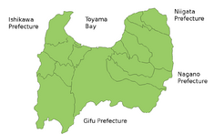 Карта префектуры Тояма