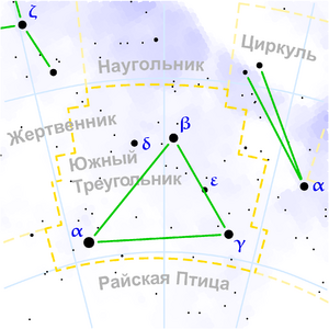 Местоположение δ TrA в созвездии