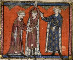 Painting of Edward at a knighting ceremony