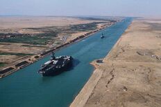 USS America (CV-66) in the Suez canal 1981.jpg