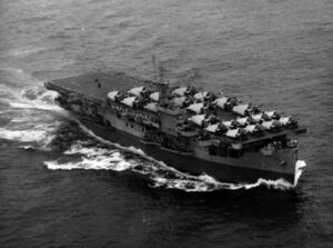 «Блок-Айленд» во время выхода в свой первый боевой поход 15 октября 1943 года