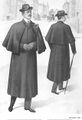 Пальто «ольстер» c пелериной и шляпа-хомбург, модная иллюстрация, 1903 г.