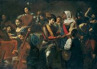 VALENTIN DE BOULOGNE - Concert avec une diseuse de bonne aventure - A Musical Company with a Fortune-Teller (Reunion with a Gypsy) 1631 LIECHTENSTEIN COLLECTION PRINCIERE.jpg