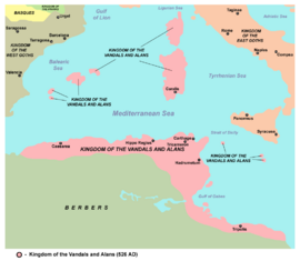 Вандальское королевство (розовое) в 526 году