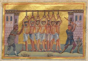 Varus, and with him six monk-martyrs (Menologion of Basil II).jpg
