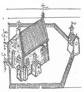 Кафедральный собор с колокольней в 1642 году