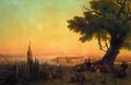 Другая картина Айвазовского, озаглавленная «Вид на Константинополь вечерним светом», изображает Рог с высоты холма возле Касымпаша. На заднем плане видны Башня Галата, вход в Рог и мыс Серальо.