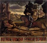 В. Карпаччо. Святой Георгий, поражающий дракона. 1516. Холст, масло. Хор церкви