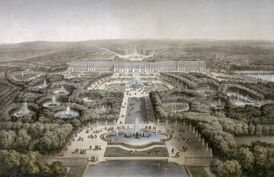 Вид на парк Версаля с высоты птичьего полета. XIX век.
