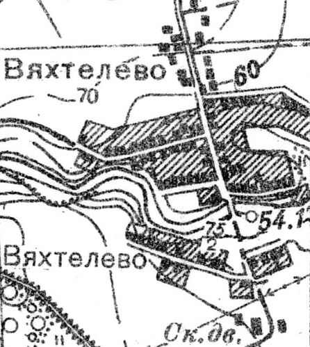 План деревни Вяхтелево. 1939 год