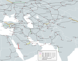 Высокоскоростные магистрали Западной Азии     270−300 км/ч     240−260 км/ч     200−230 км/ч      <200 км/ч