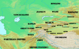 Давань (Dayuan) на карте Центральной Азии в I веке до нашей эры