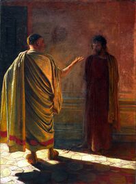 Картина Николая Ге «„Что есть истина?“ Христос и Пилат», 1890