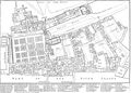 Хаотичная застройка Лондона и Уайтхолл до перестройки на карте 1680 года