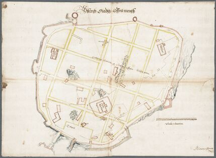 План Каменного города, составленный Торстенсоном и Стренгом (1640-е годы). Улица подведена к собору, перерезая его каменную ограду