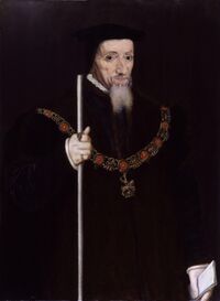 Уильям Паулет, держащий белый посох как символ должности лорда-верховного казначея