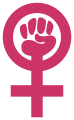 Поднятый кулак внутри символа Венеры, используемый как символ второй волны феминизма (1960-е годы)[7]