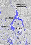Карта озера Айтаска и истока Миссисипи