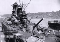 The Japanese battleship Yamato under construction