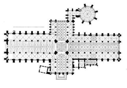 Крестоообразный план церкви; чертёж Georg Dehio.