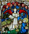 Ангел сильный и семь громов, витраж Йоркского собора, 1405-8