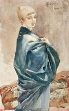 Молодая женщина в голубом кимоно, 1877