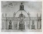 Павильон-грот в Летнем саду. Фасад. Фиксационный чертёж М. Г. Земцова. 1727